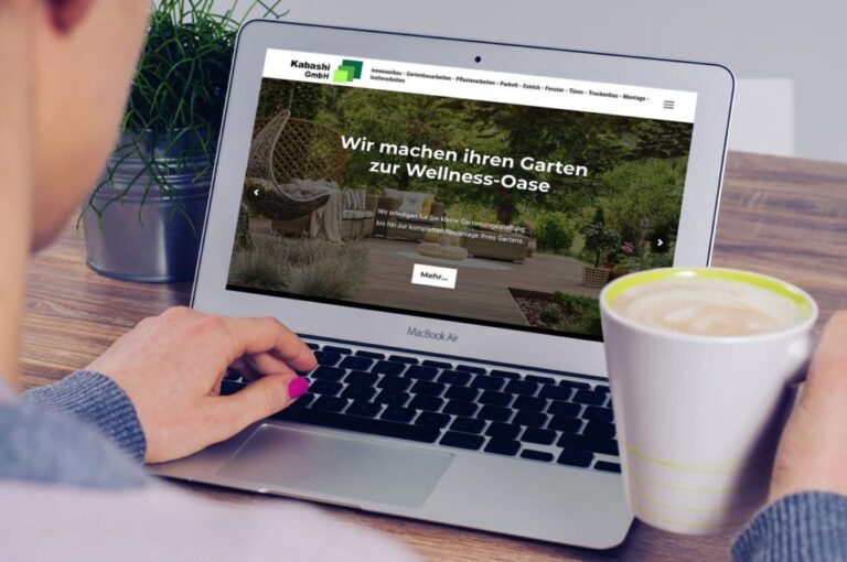 Gartenbau-Website auf Laptop