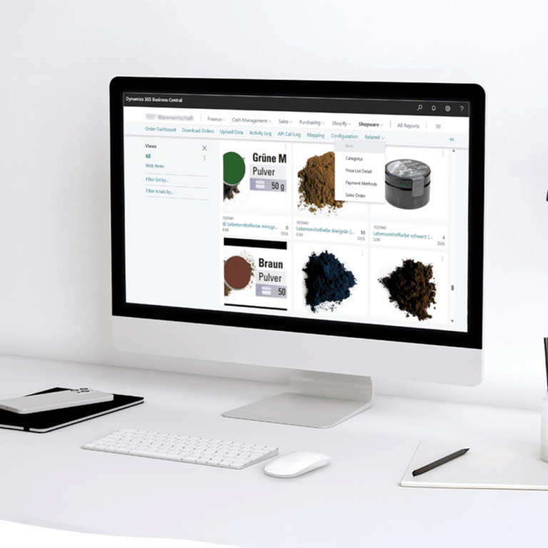 Onlineshop auf iMac am Schreibtisch