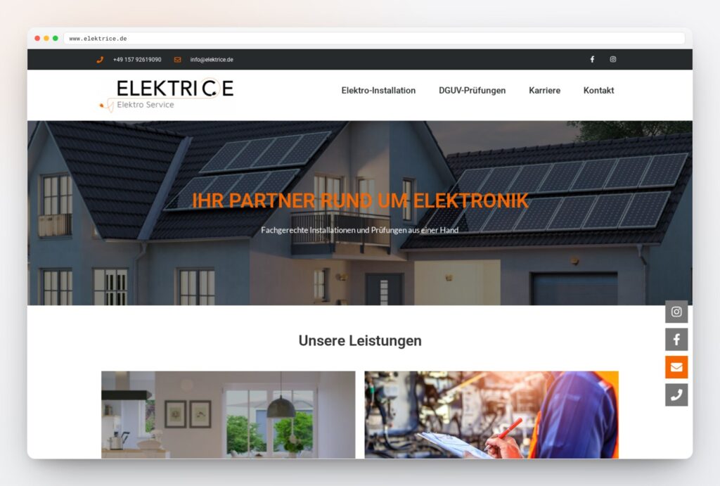 Corporate Identity & Website – Elektrice Referenz