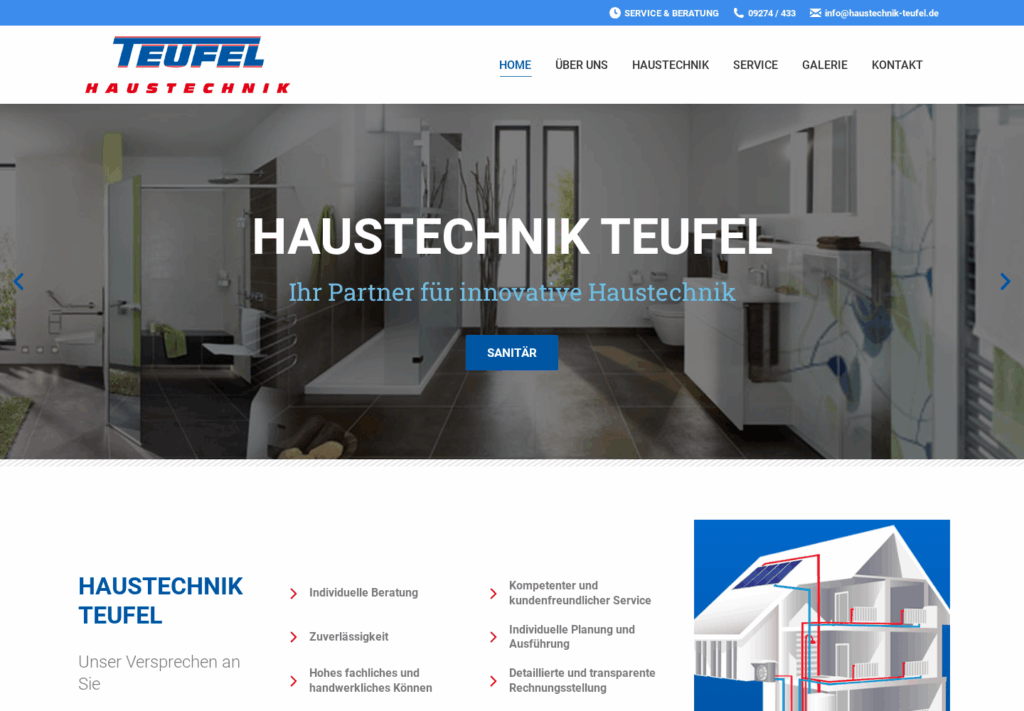 Haustechnik Teufel Website – Startseite