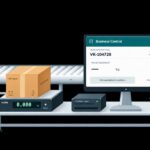 Packplatz mit Rollenbahn, Waage, Etikettendrucker und Business Central