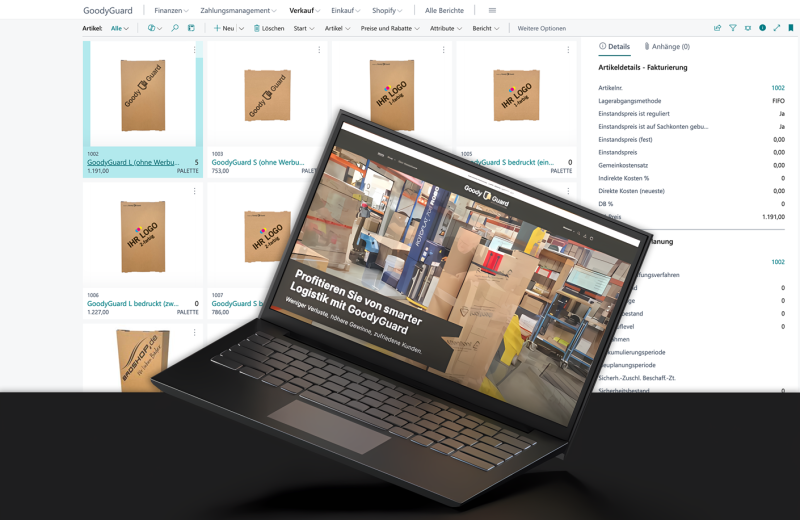 Website auf Laptop