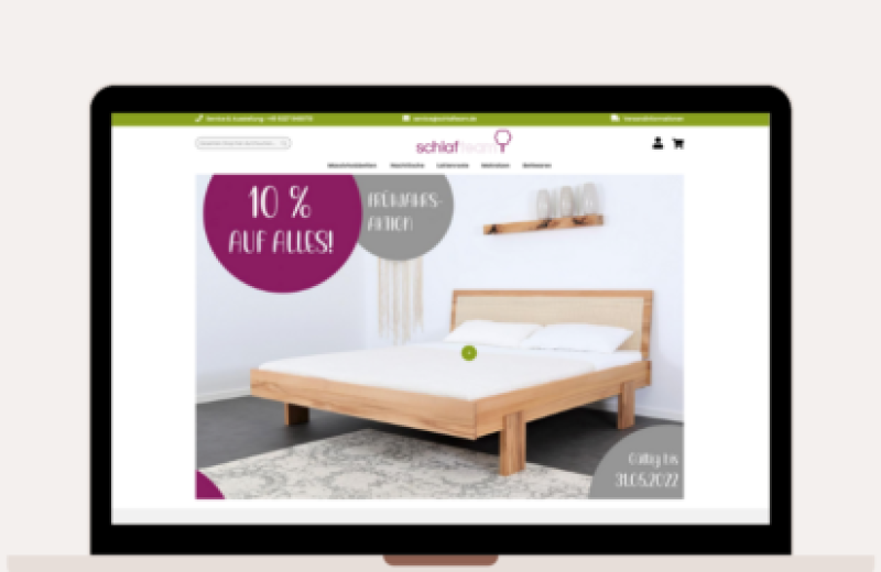 Schlafteam-Website auf Laptop